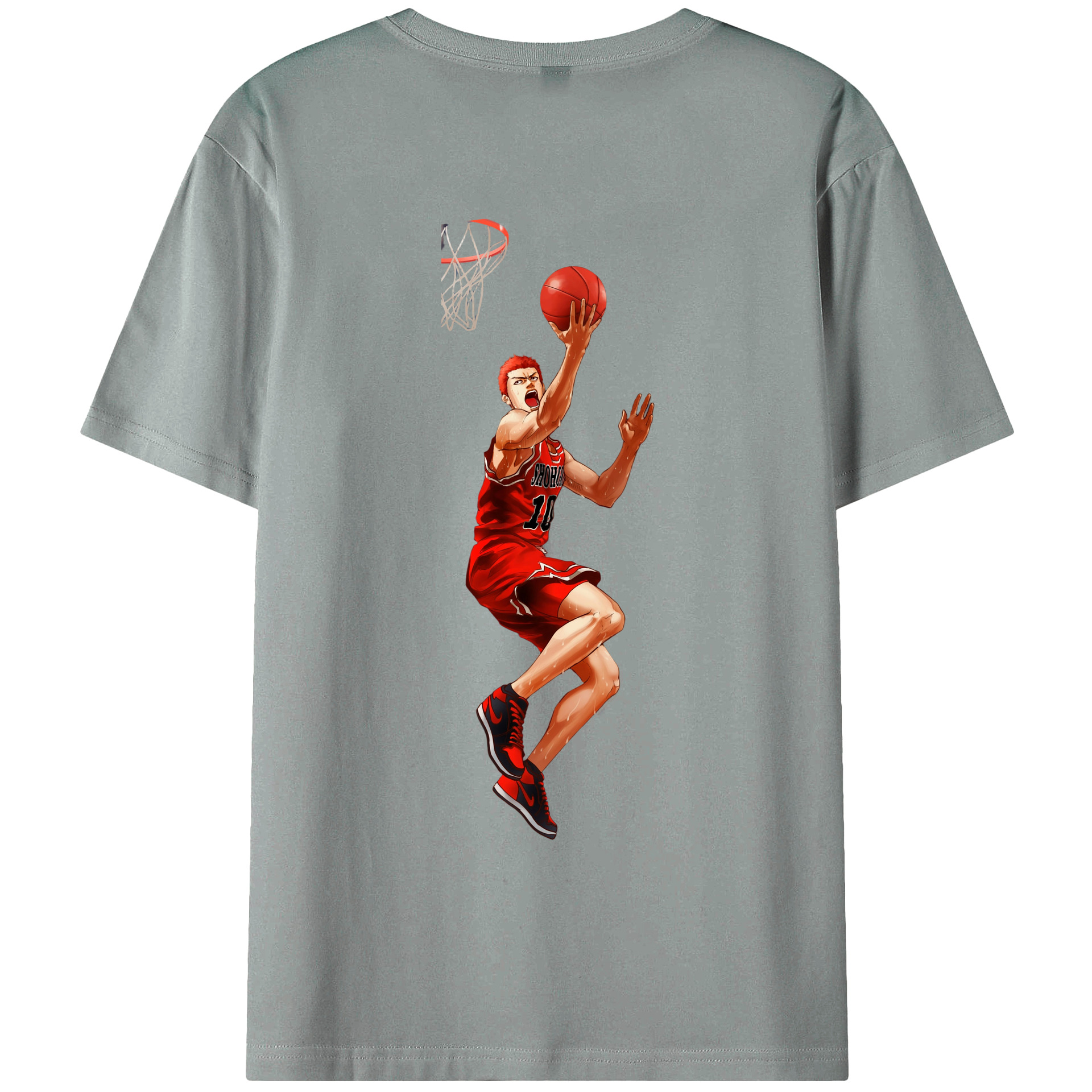 （画像用） SLAM DUNK／スラムダンク 綿100％ メンズ半袖Tシャツ（バックプリント） 通気性